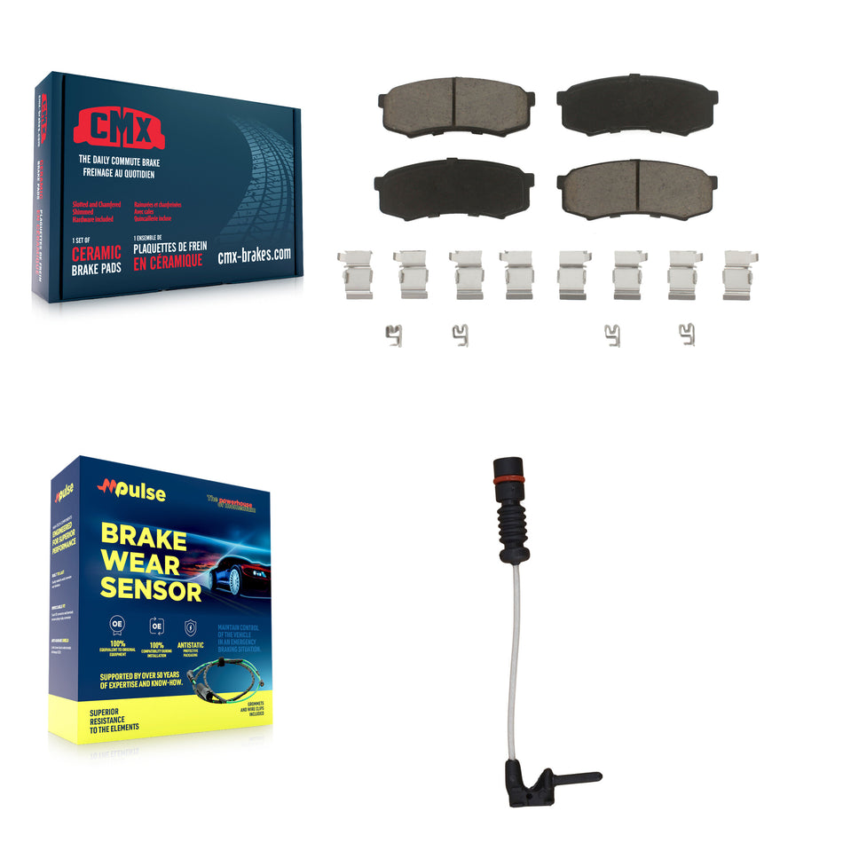 Rear Ceramic Disc Brake Pads And Wear Sensors Kit For 2000 Mercedes-Benz C43 AMG 4.3L KCW-100821