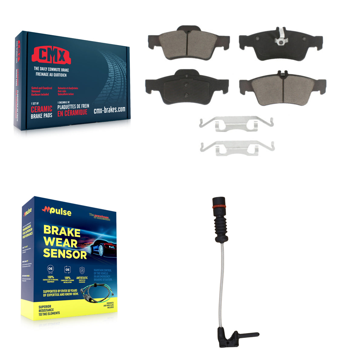 Rear Ceramic Disc Brake Pad & Wear Sensor Kit For 2003 Mercedes-Benz E320 Sedan with 3.2L KCW-100823