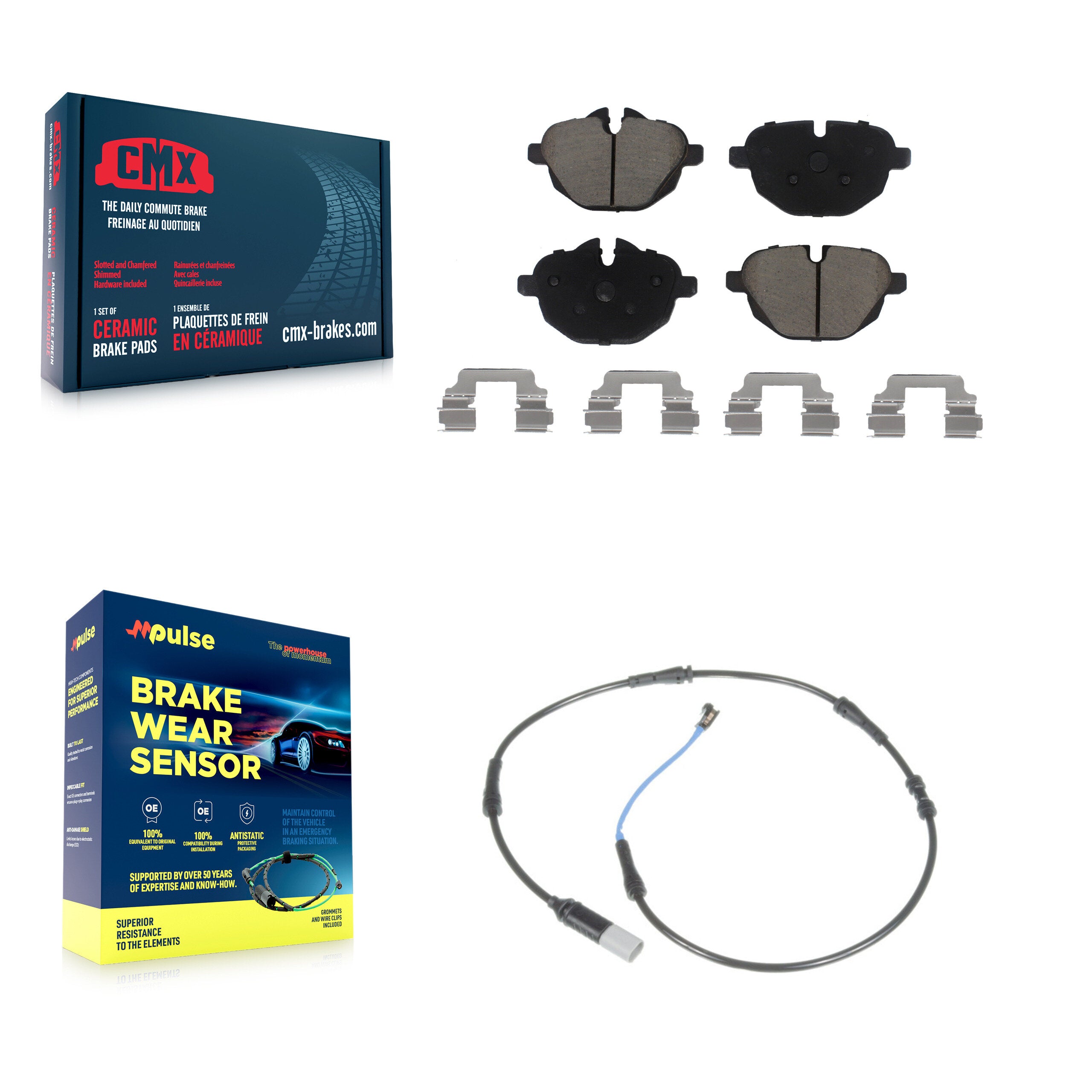 Rear Ceramic Disc Brake Pads Wear Sensor Kit For BMW 535i xDrive 528i 535d ActiveHybrid 5 KCW-100829