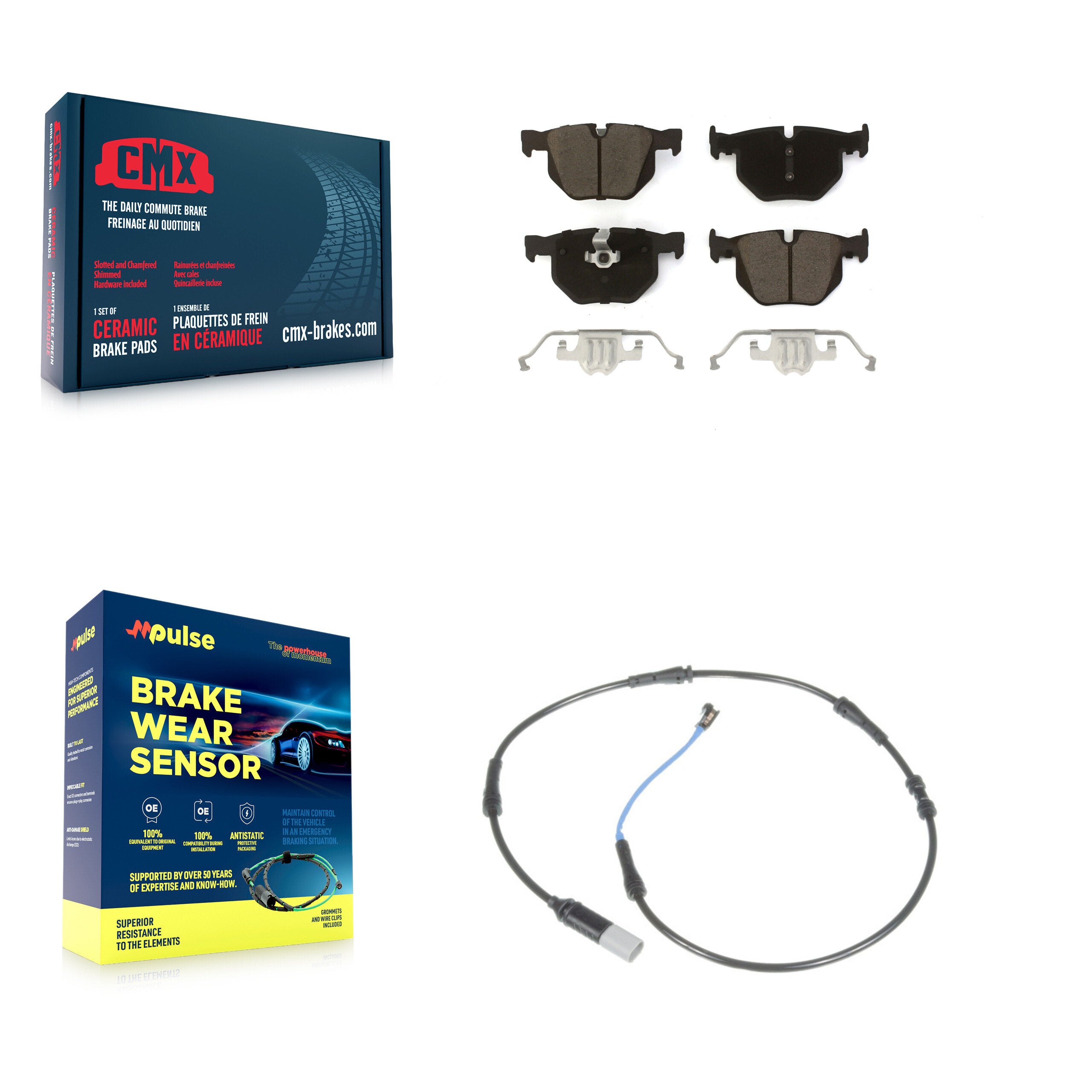 Rear Ceramic Disc Brake Pads And Wear Sensors Kit For 2010 BMW 528i 3.0L KCW-100831