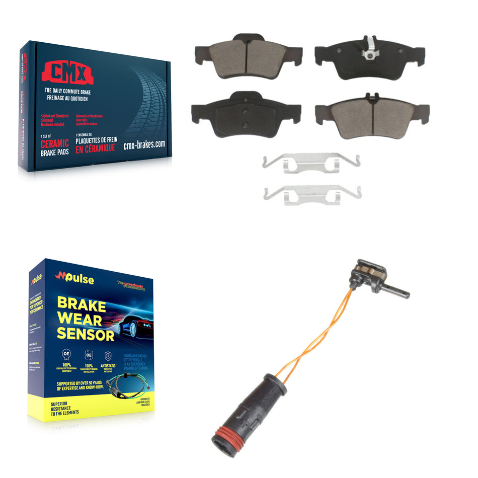 Rear Ceramic Brake Pad & Wear Sensor Kit For Mercedes-Benz E350 E550 S550 E400 SL500 E250 KCW-100845