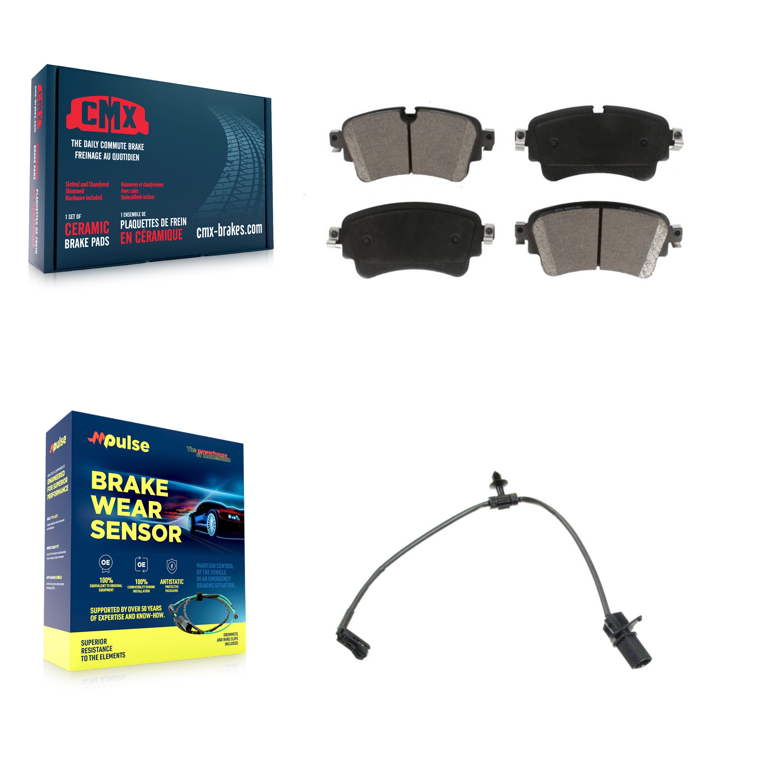 Rear Ceramic Brake Pads Wear Sensor Kit For Audi A4 Quattro Q7 A5 Sportback S5 allroad S4 KCW-100852