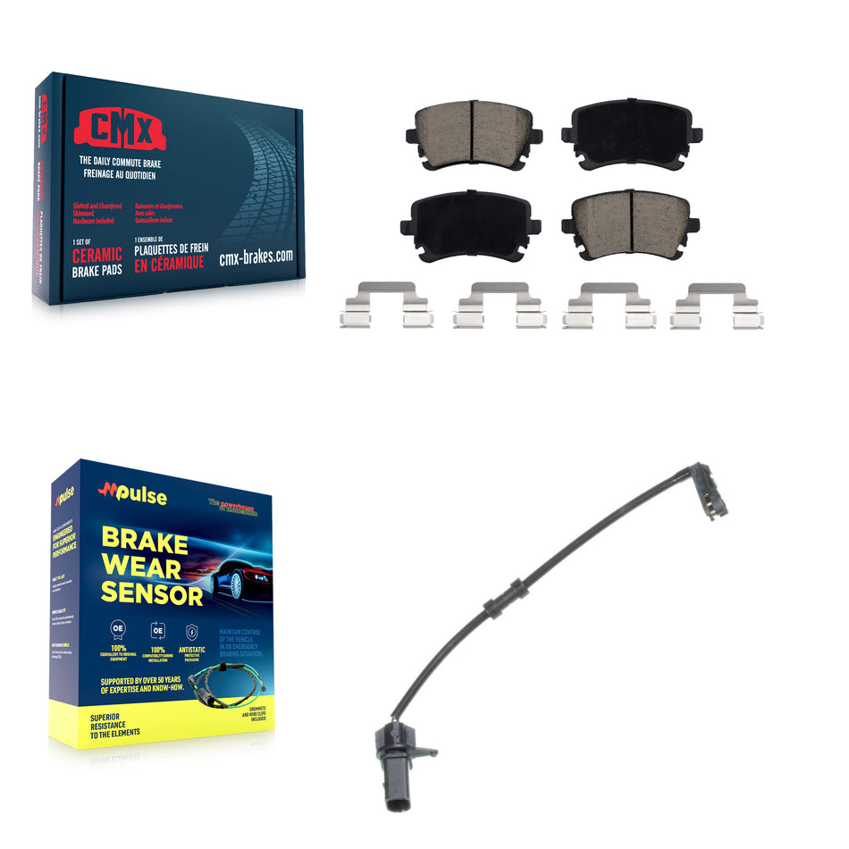 Rear Ceramic Brake Pads Wear Sensor Kit For 10 Audi A8 Quattro 330mm or 356mm Rotor KCW-100870