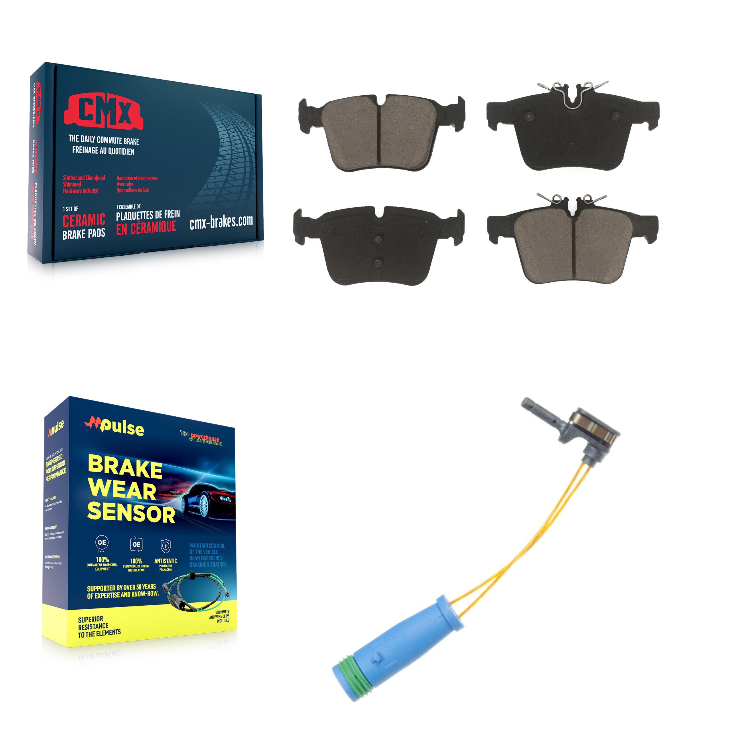 Rear Ceramic Disc Brake Pads And Wear Sensors Kit For Mercedes-Benz C300 C400 C350e KCW-100874