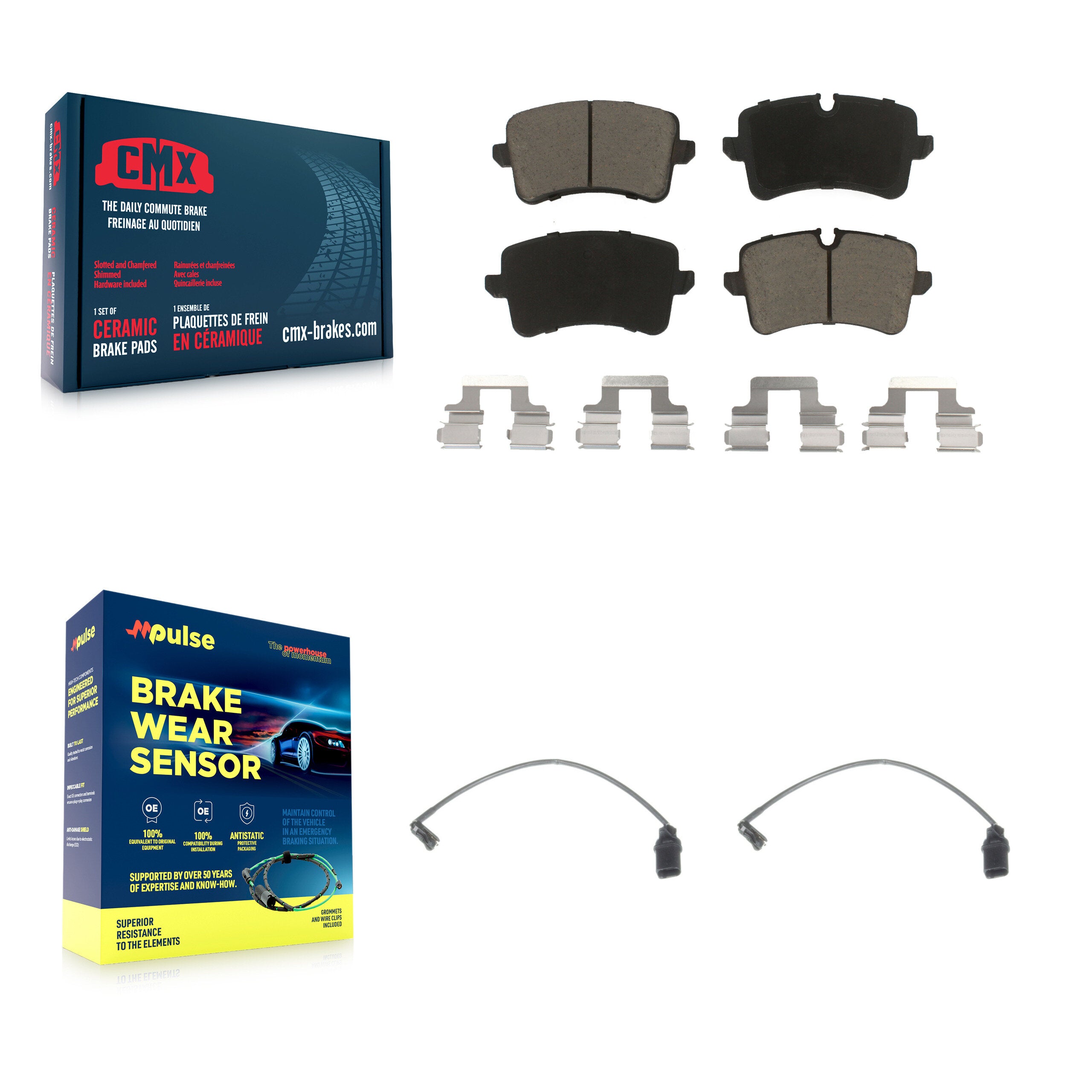 Rear Ceramic Brake Pad Wear Sensor Kit For Audi Porsche Macan A6 Quattro A7 RS5 S6 RS7 S7 KCW-100897