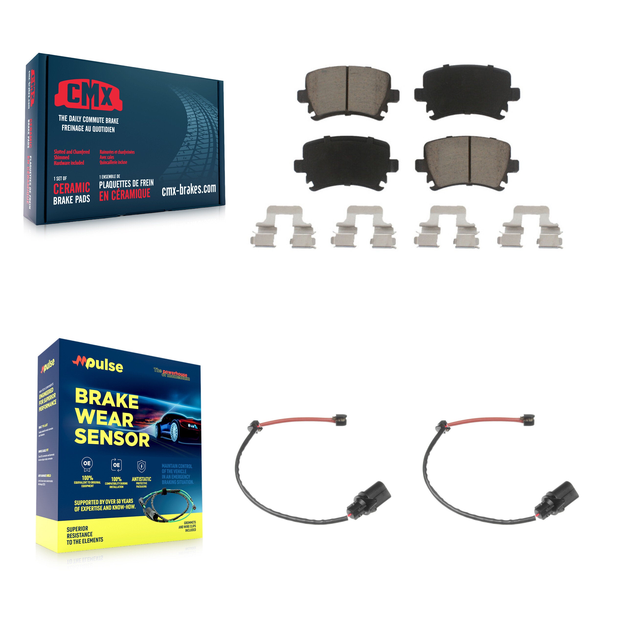 Rear Ceramic Disc Brake Pads And Wear Sensors Kit For 2011 Audi A6 KCW-100899