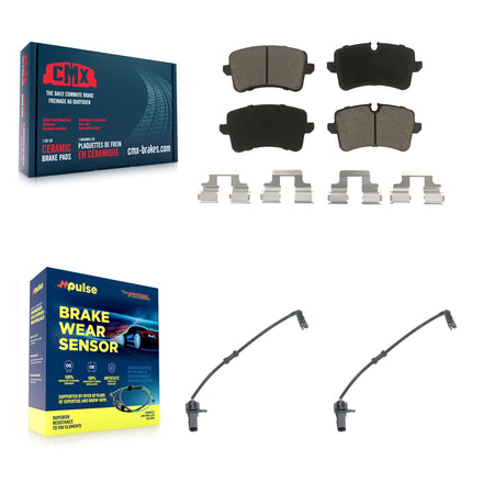 Rear Ceramic Brake Pad And Wear Sensor Kit For 2011-2012 Audi A8 Quattro with 356mm Rotor KCW-100907