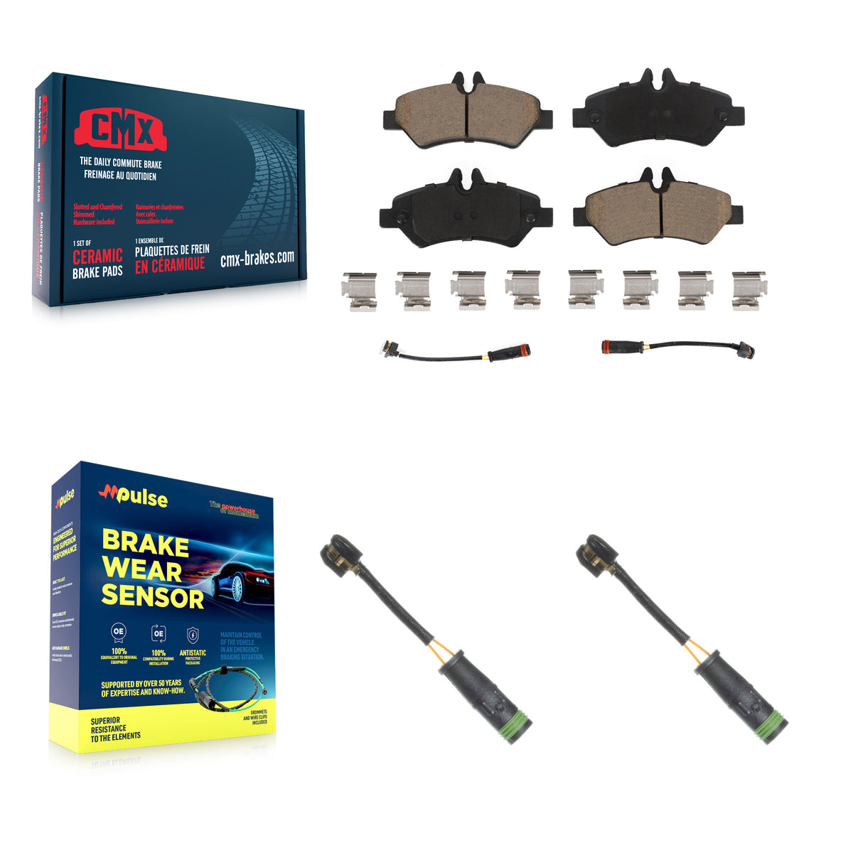 Rear Ceramic Brake Pad Extra Wear Sensor Kit For Mercedes-Benz Sprinter 3500 Freightliner KCW-100934