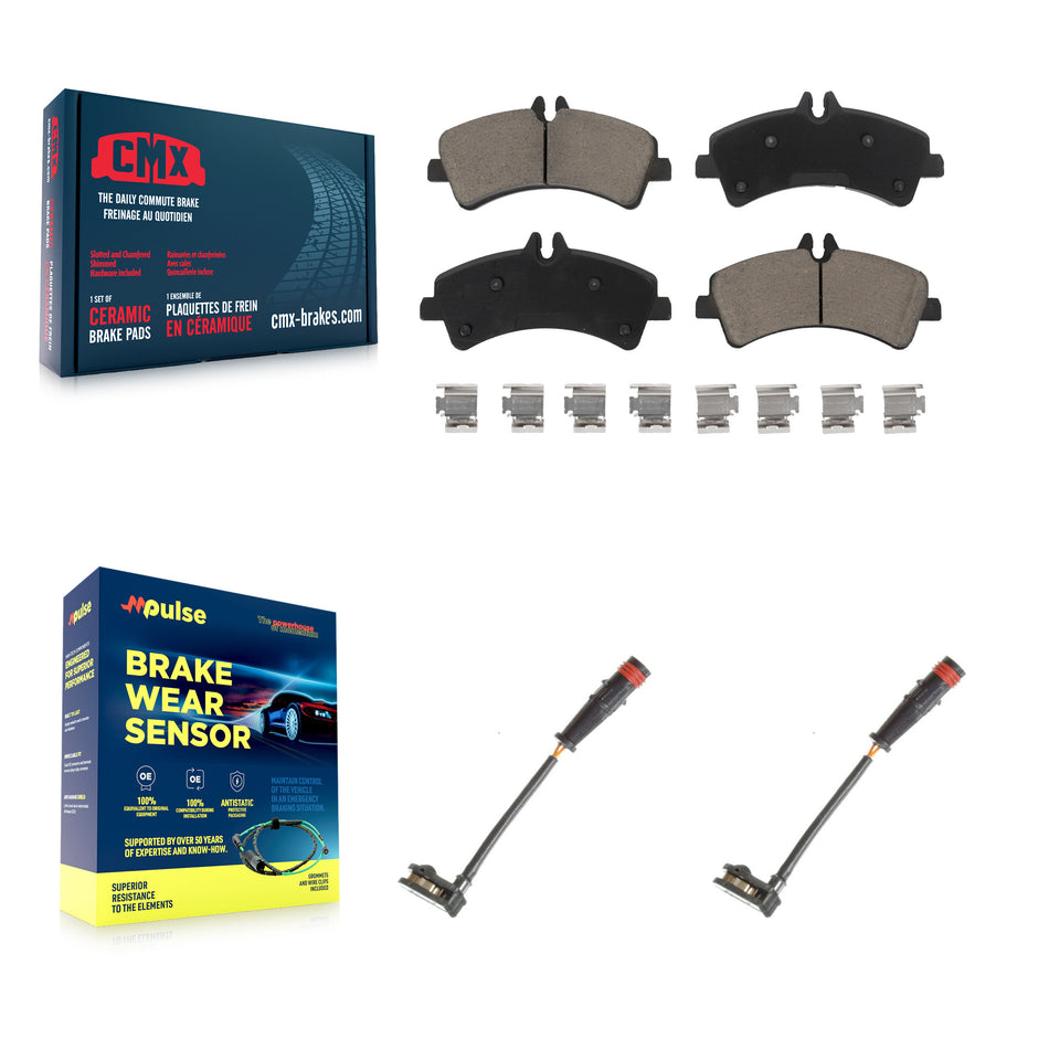 Rear Ceramic Disc Brake Pads And Wear Sensors Kit For Sprinter 3500 Mercedes-Benz Dodge KCW-100937
