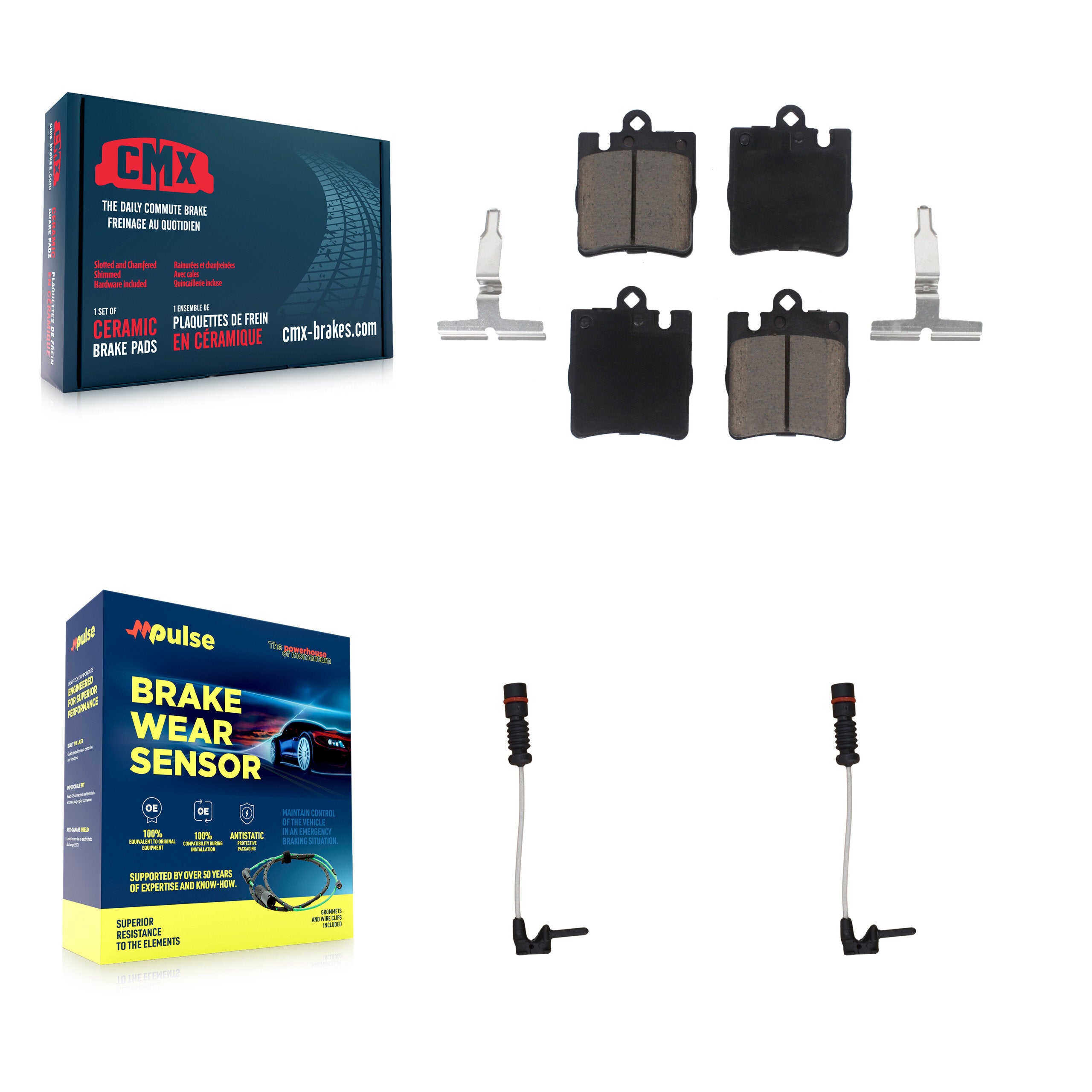 Rear Ceramic Disc Brake Pads And Wear Sensors Kit For Mercedes-Benz E320 CLK320 E430 KCW-100945