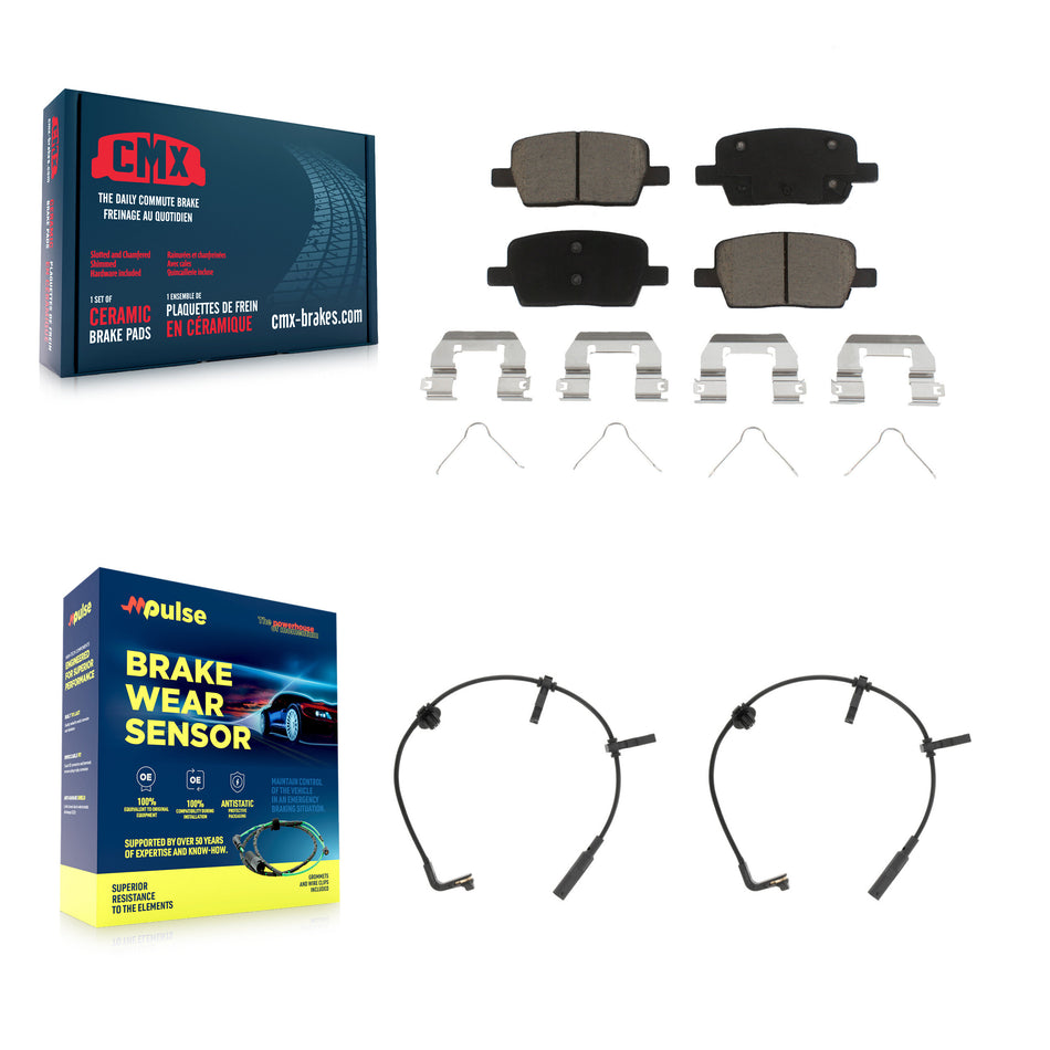 Rear Ceramic Brake Pad & Wear Sensor Kit For Cadillac CT6 With 345mm Diameter Front Rotor KCW-100950