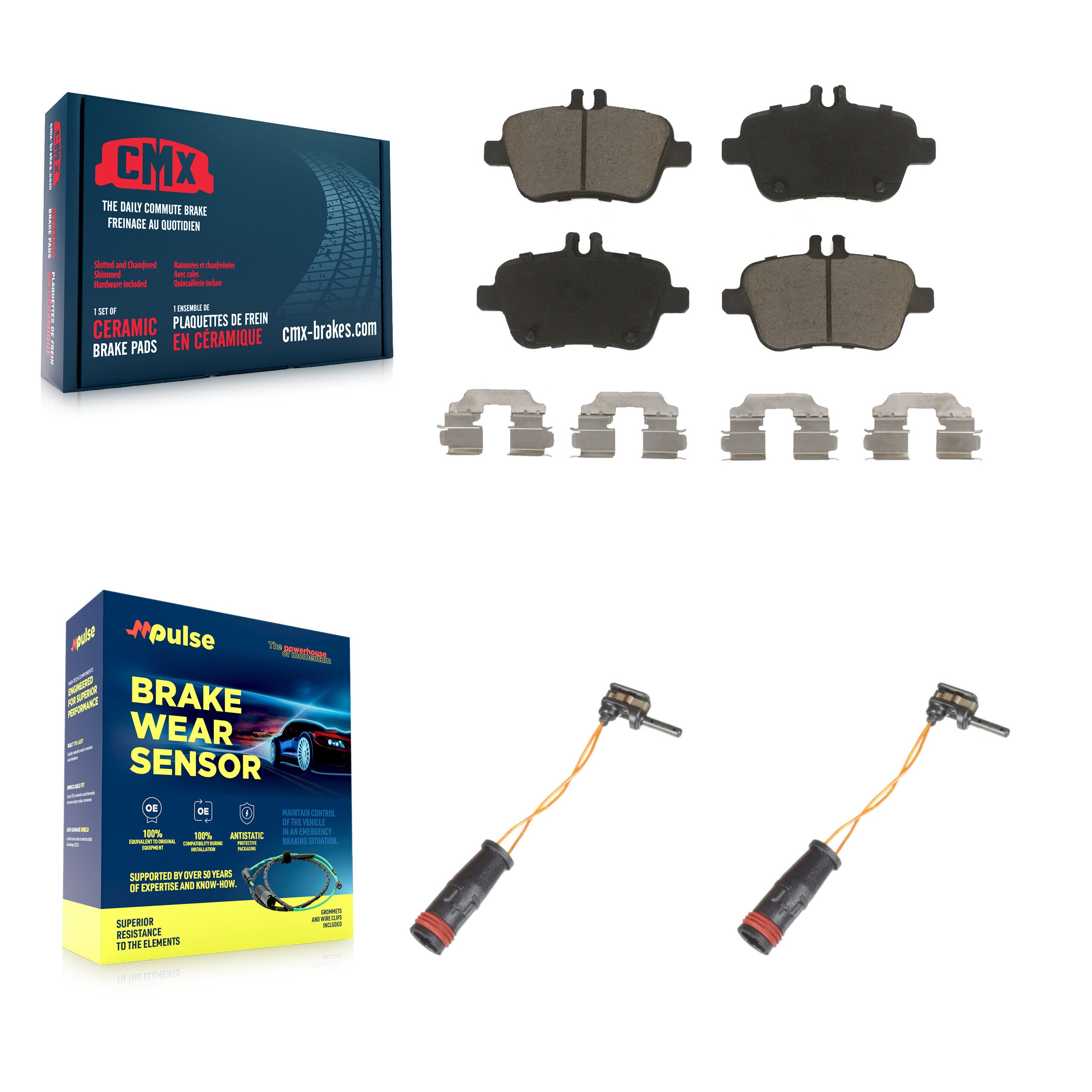 Rear Ceramic Disc Brake Pads And Wear Sensors Kit For Mercedes-Benz SLK350 KCW-100971