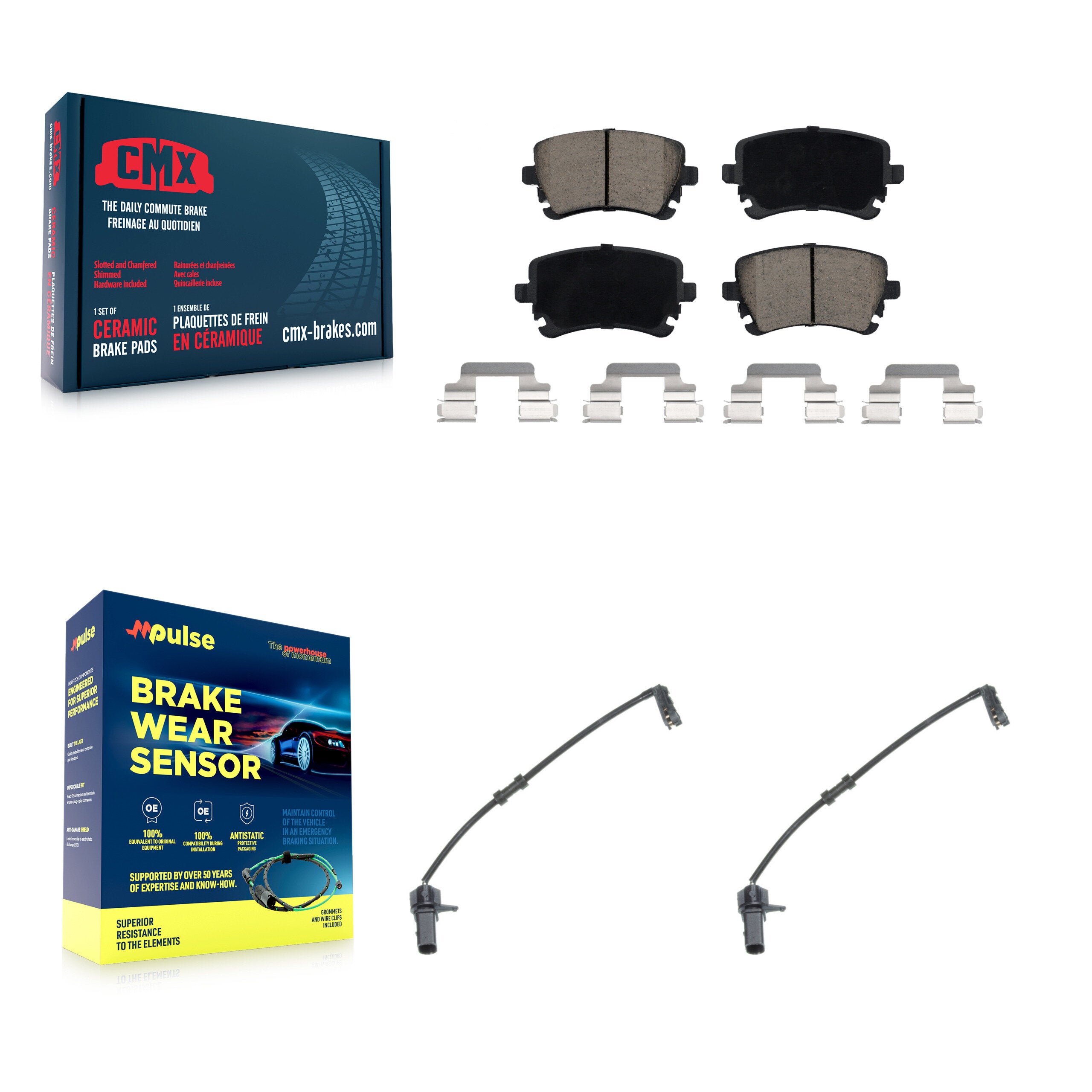 Rear Ceramic Brake Pads Wear Sensor Kit For 10 Audi A8 Quattro 330mm or 356mm Rotor KCW-100993