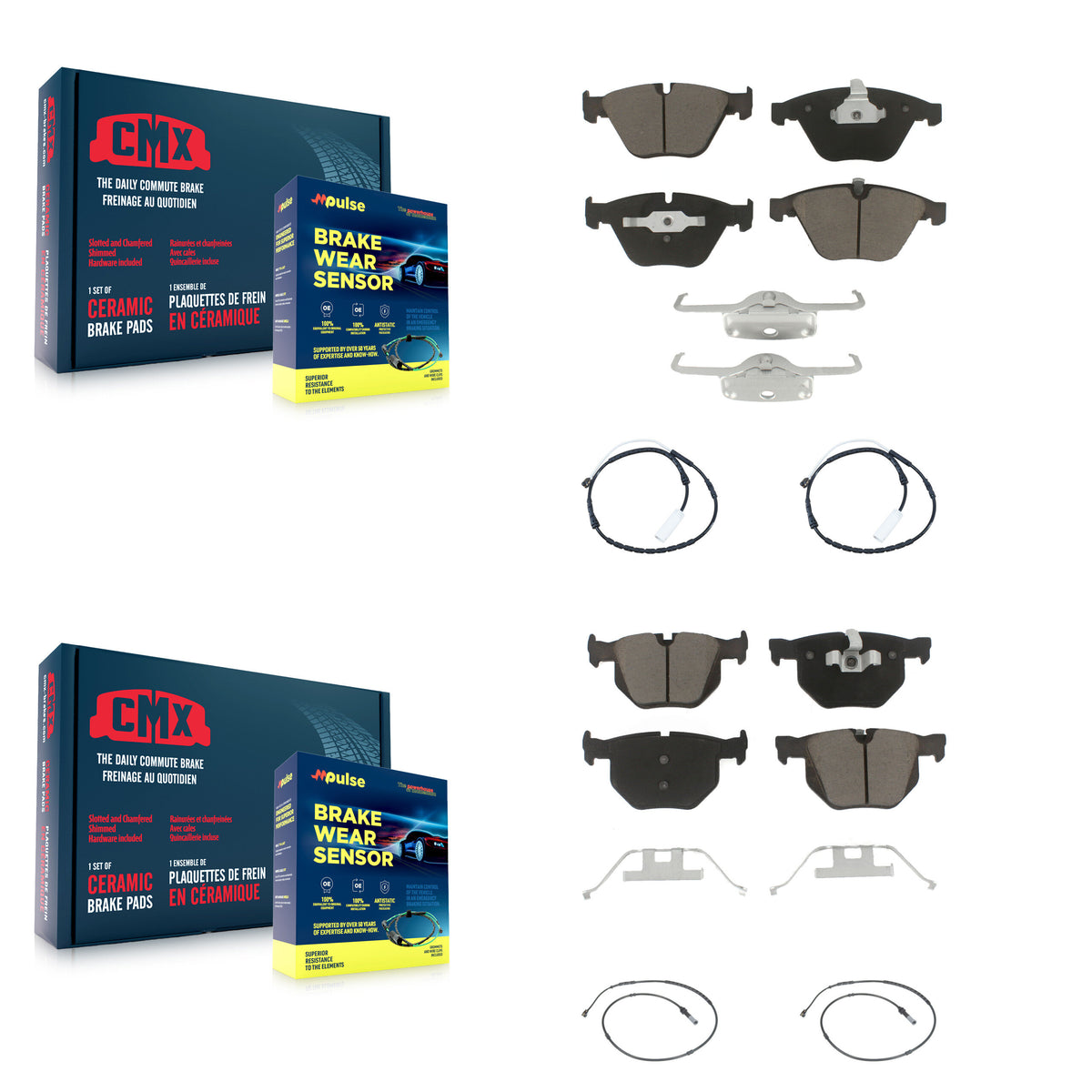 Front Rear Ceramic Disc Brake Pads And Wear Sensors Kit For BMW 335i xDrive KCW-101021