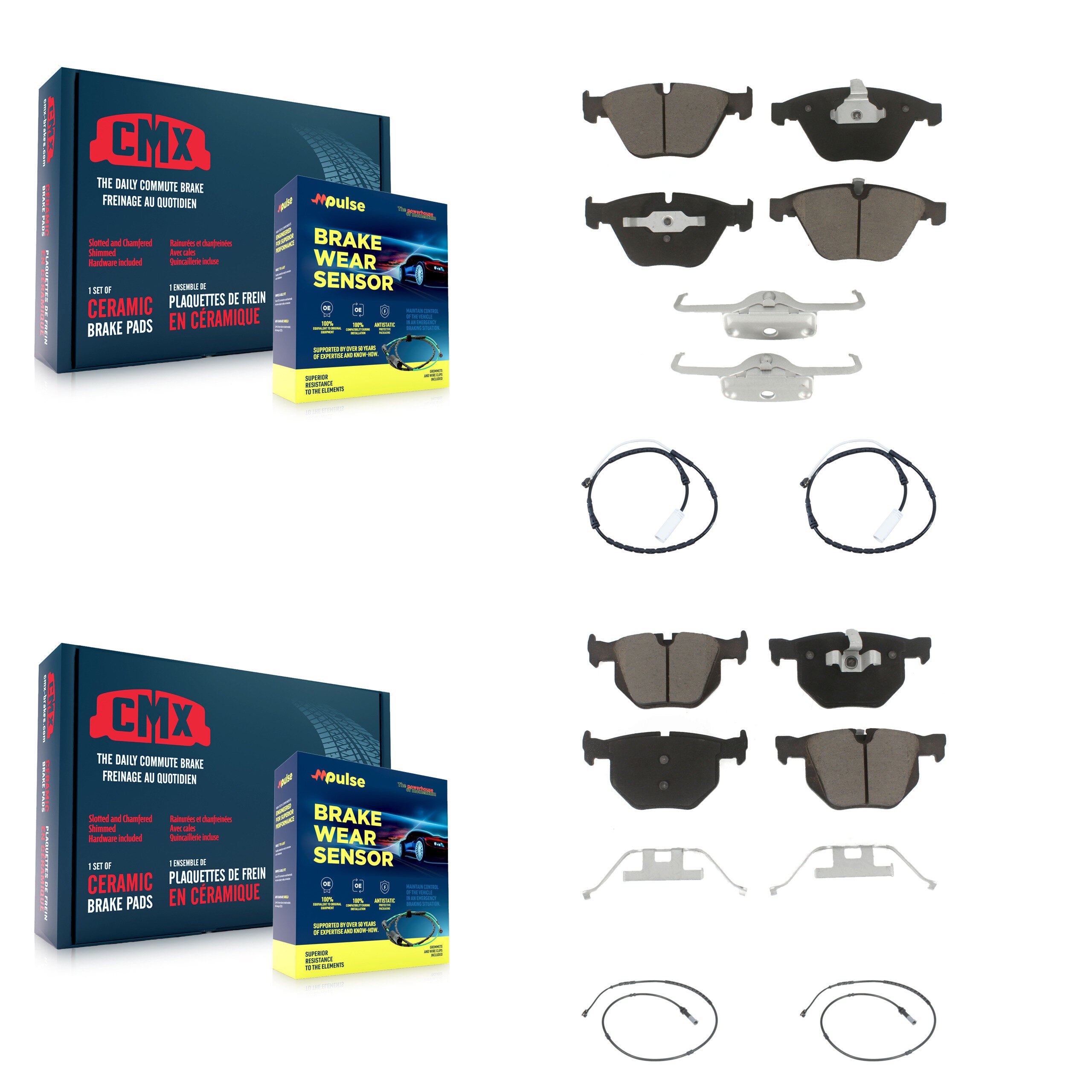 Front Rear Ceramic Disc Brake Pads And Wear Sensors Kit For BMW 335i xDrive KCW-101021