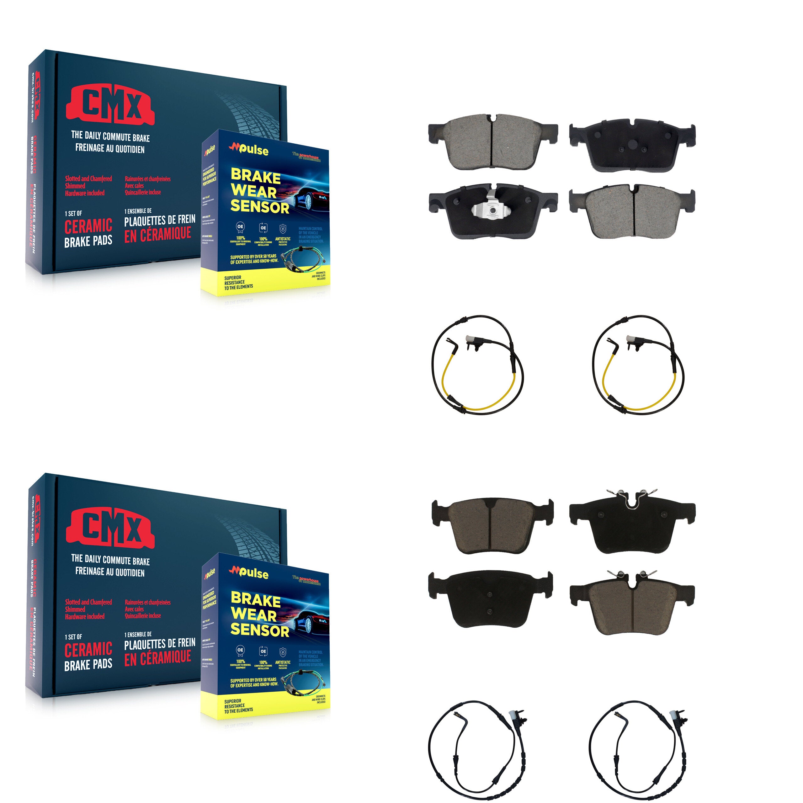Front Rear Ceramic Brake Pads & Wear Sensor Kit For 2024 Land Rover Range Velar 2.0L 3.0L KCW-101023
