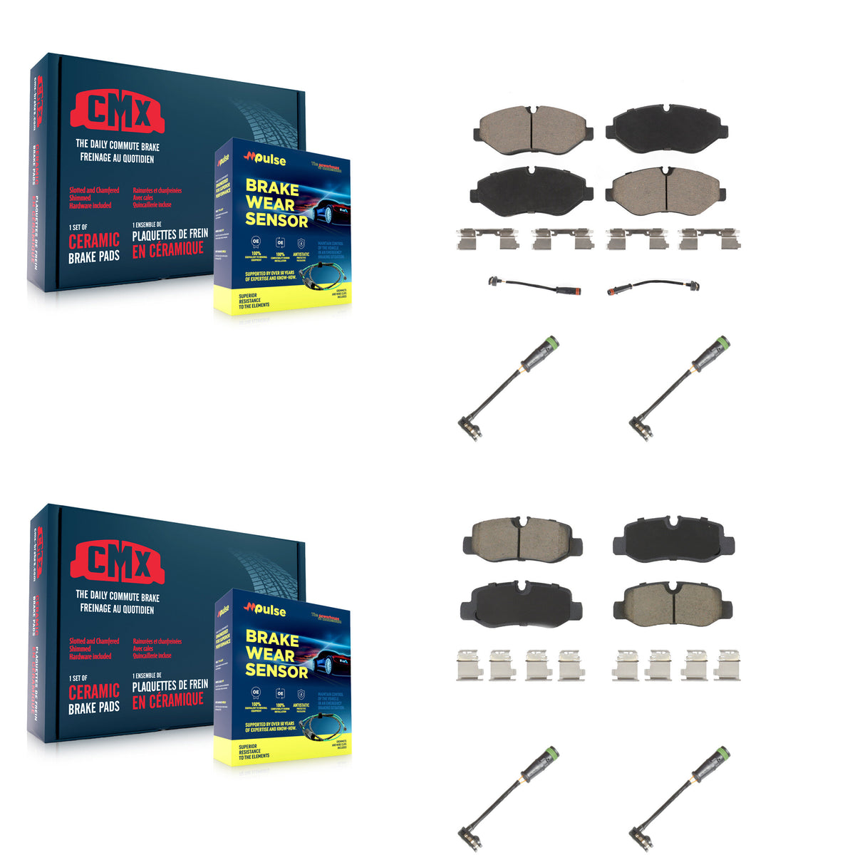 Front Rear Ceramic Disc Brake Pad And Extra Wear Sensor Kit For Mercedes-Benz Metris 2.0L KCW-101031