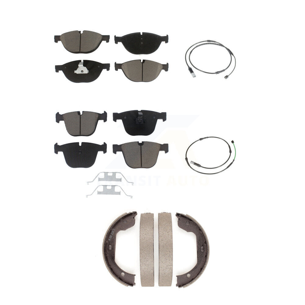Front Rear Ceramic Disc Brake Pads And Wear Sensors Kit (5Pc) For BMW 535i GT xDrive 550i KCW-101043