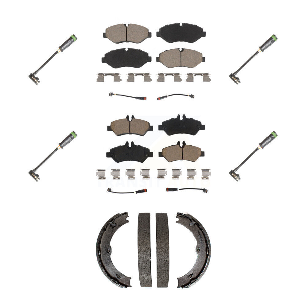 Front Rear Ceramic Brake Pad & Extra Wear Sensor Kit (7Pc) For Freightliner Sprinter 2500 KCW-101047