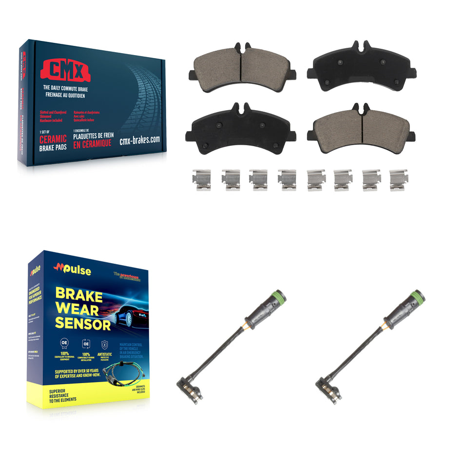 Rear Ceramic Disc Brake Pads And Wear Sensors Kit For Freightliner Sprinter 3500 KCW-101064