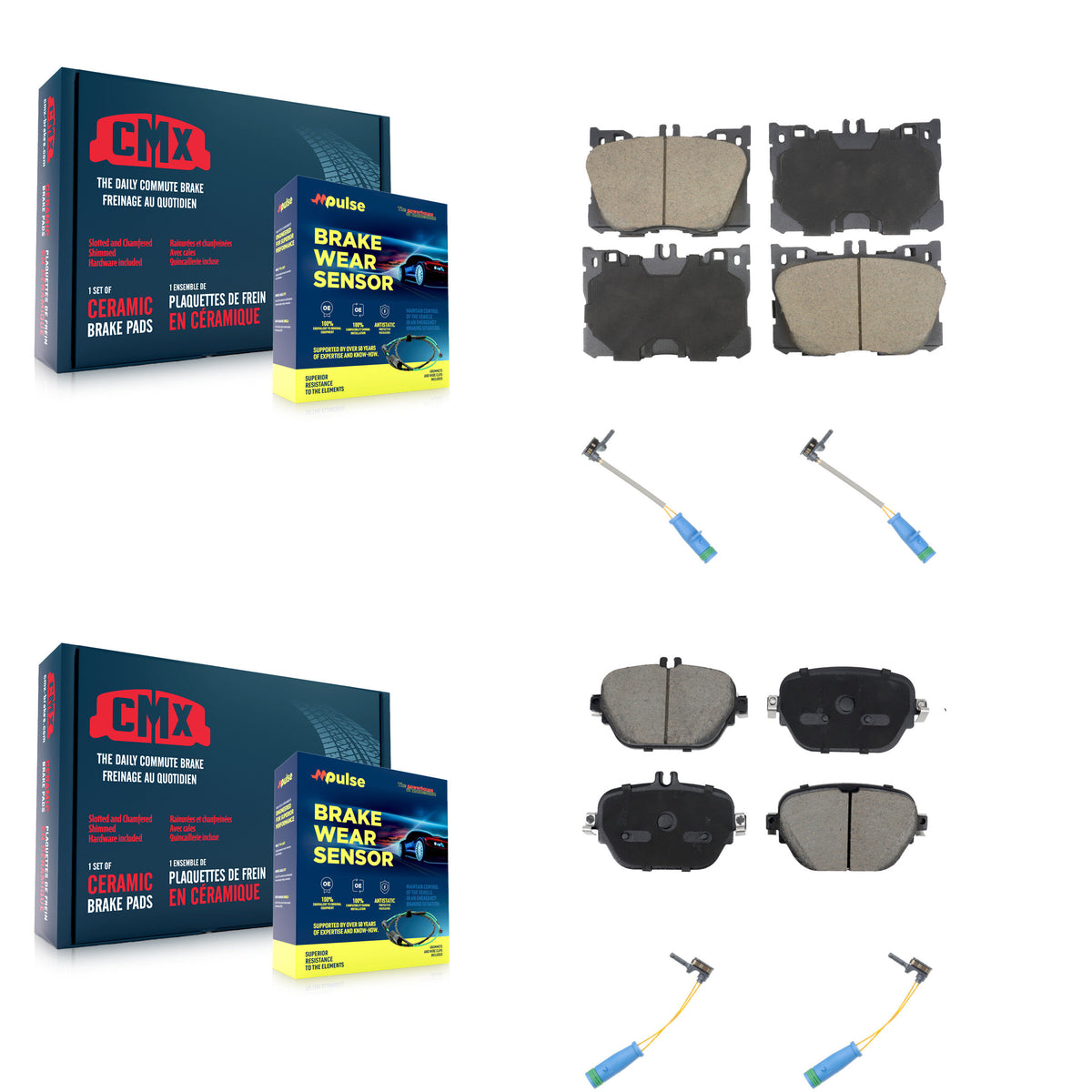 Front Rear Ceramic Brake Pad And Wear Sensor Kit For 2019-2020 Mercedes-Benz E53 AMG 3.0L KCW-101076