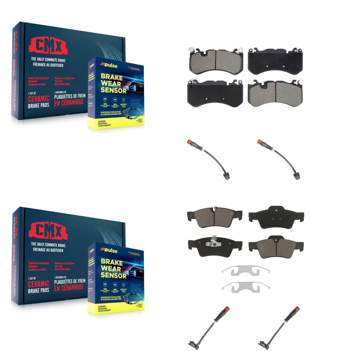 Front Rear Ceramic Disc Brake Pads And Wear Sensors Kit For Mercedes-Benz G63 AMG G65 KCW-101078