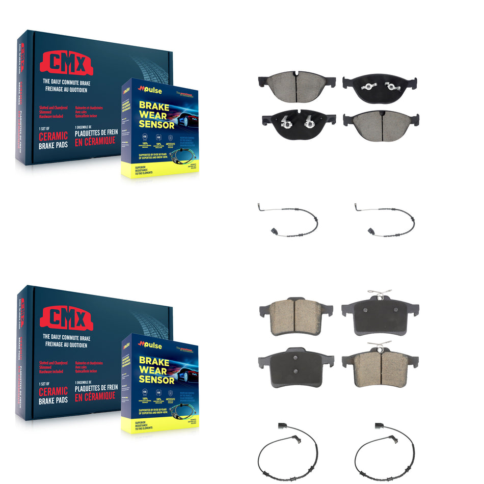 Front Rear Ceramic Disc Brake Pads And Wear Sensor Kit For Jaguar XF XJ XFR XKR XFR-S XJR KCW-101080