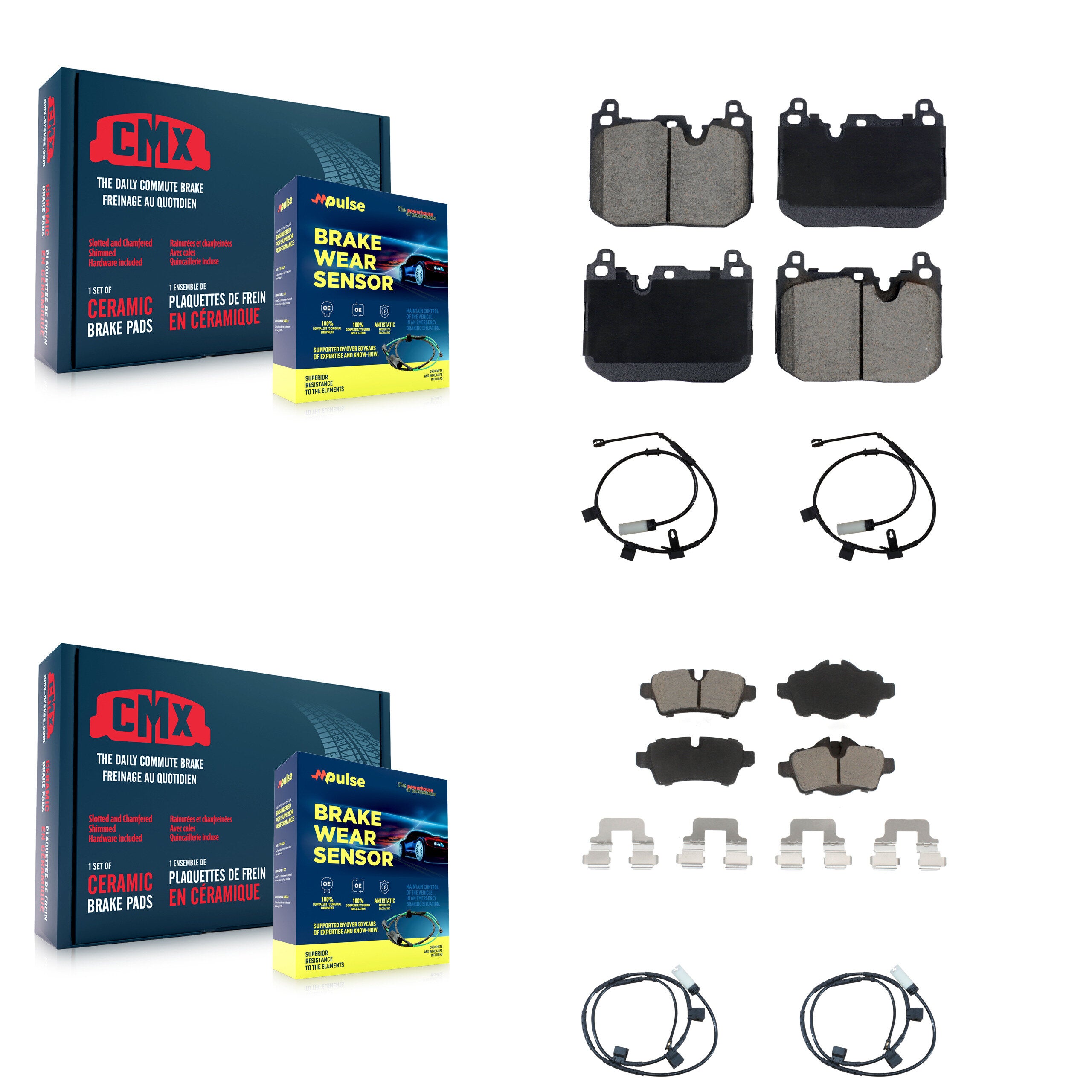 Front Rear Ceramic Disc Brake Pads And Wear Sensors Kit For Mini Cooper KCW-101085