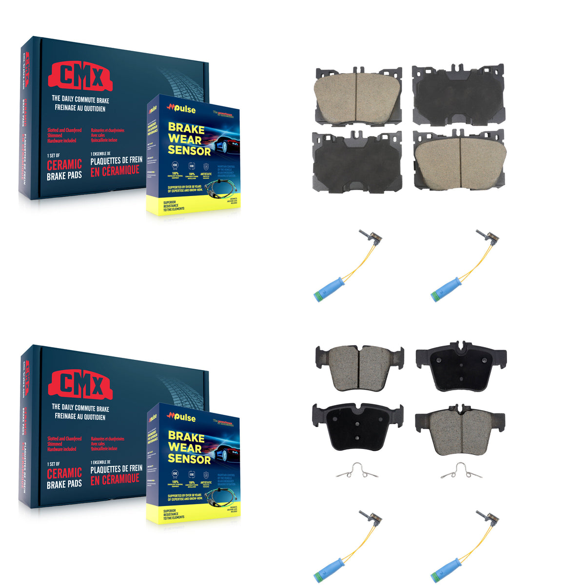 Front Rear Ceramic Brake Pads Wear Sensor Kit For Mercedes-Benz GLC300 C43 AMG GLC43 C450 KCW-101086