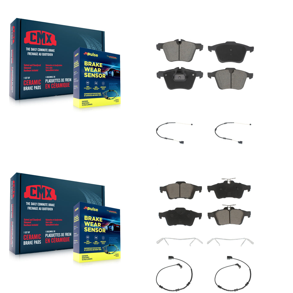 Front Rear Ceramic Disc Brake Pads And Wear Sensors Kit For Jaguar XJ KCW-101093