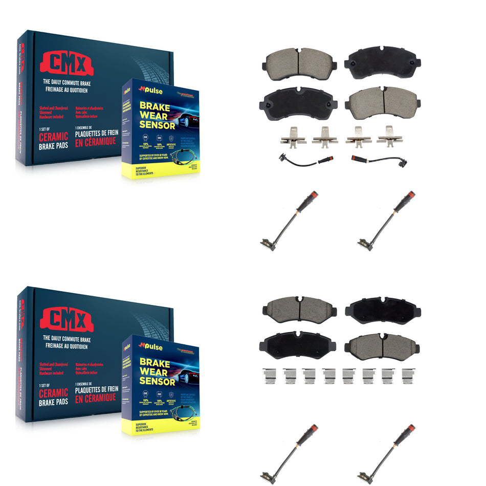 Front Rear Ceramic Brake Pad & Extra Wear Sensor Kit For Mercedes-Benz Sprinter 2500 1500 KCW-101097