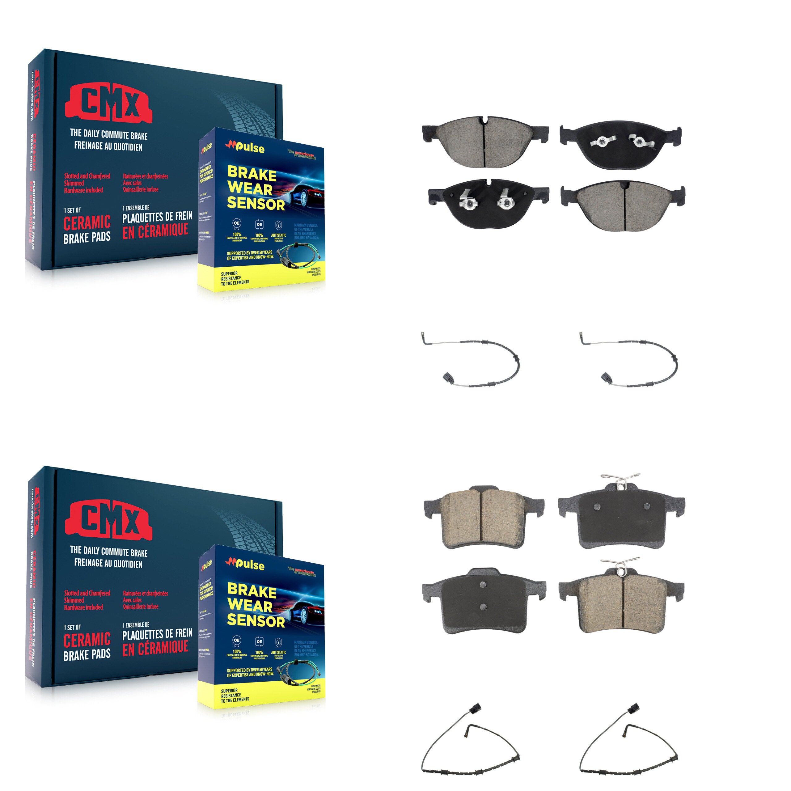 Front Rear Ceramic Disc Brake Pads And Wear Sensor Kit For Jaguar XJ XJR From VIN #V90866 KCW-101100