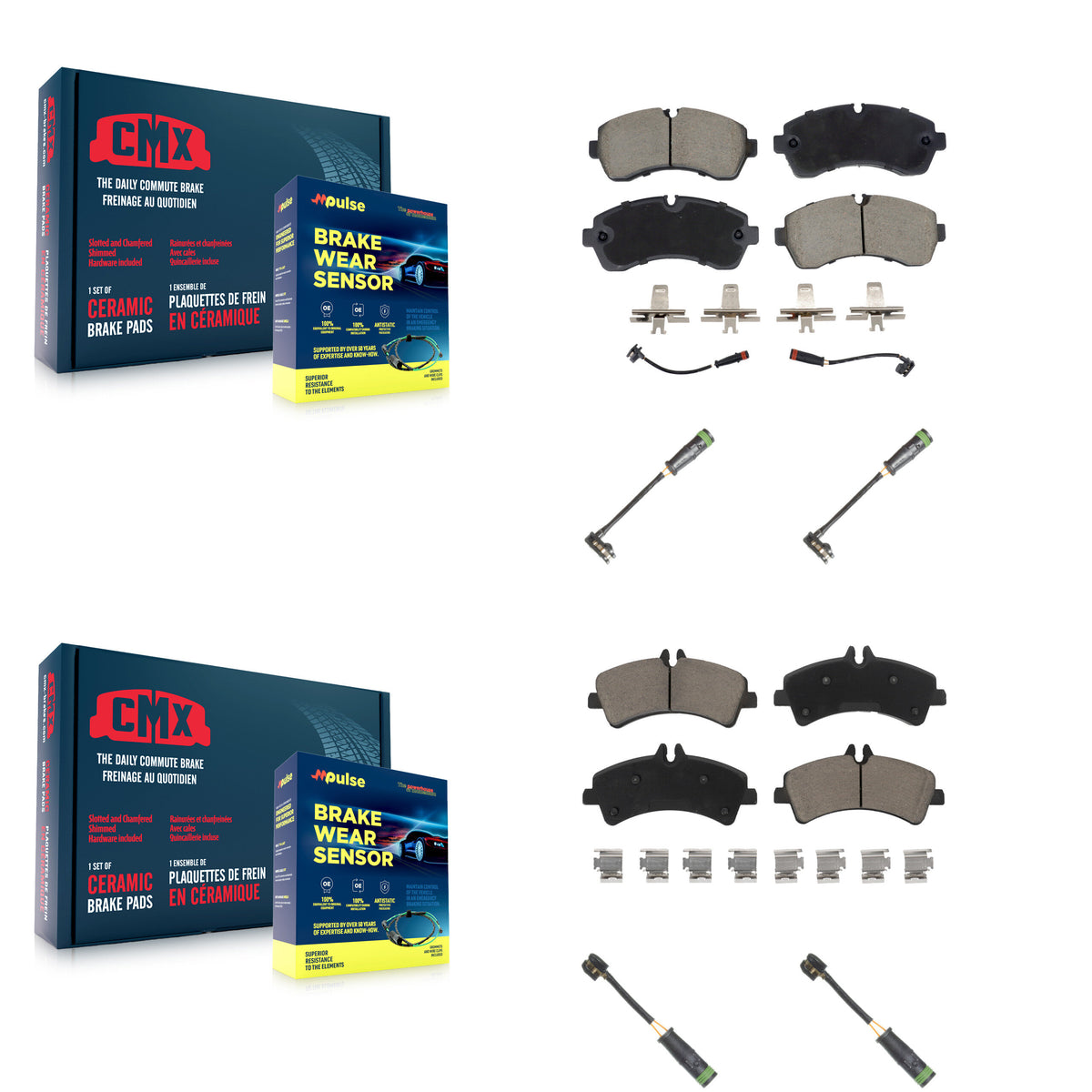 Front Rear Ceramic Brake Pad Extra Wear Sensor Kit For Mercedes-Benz Sprinter 3500 3500XD KCW-101107