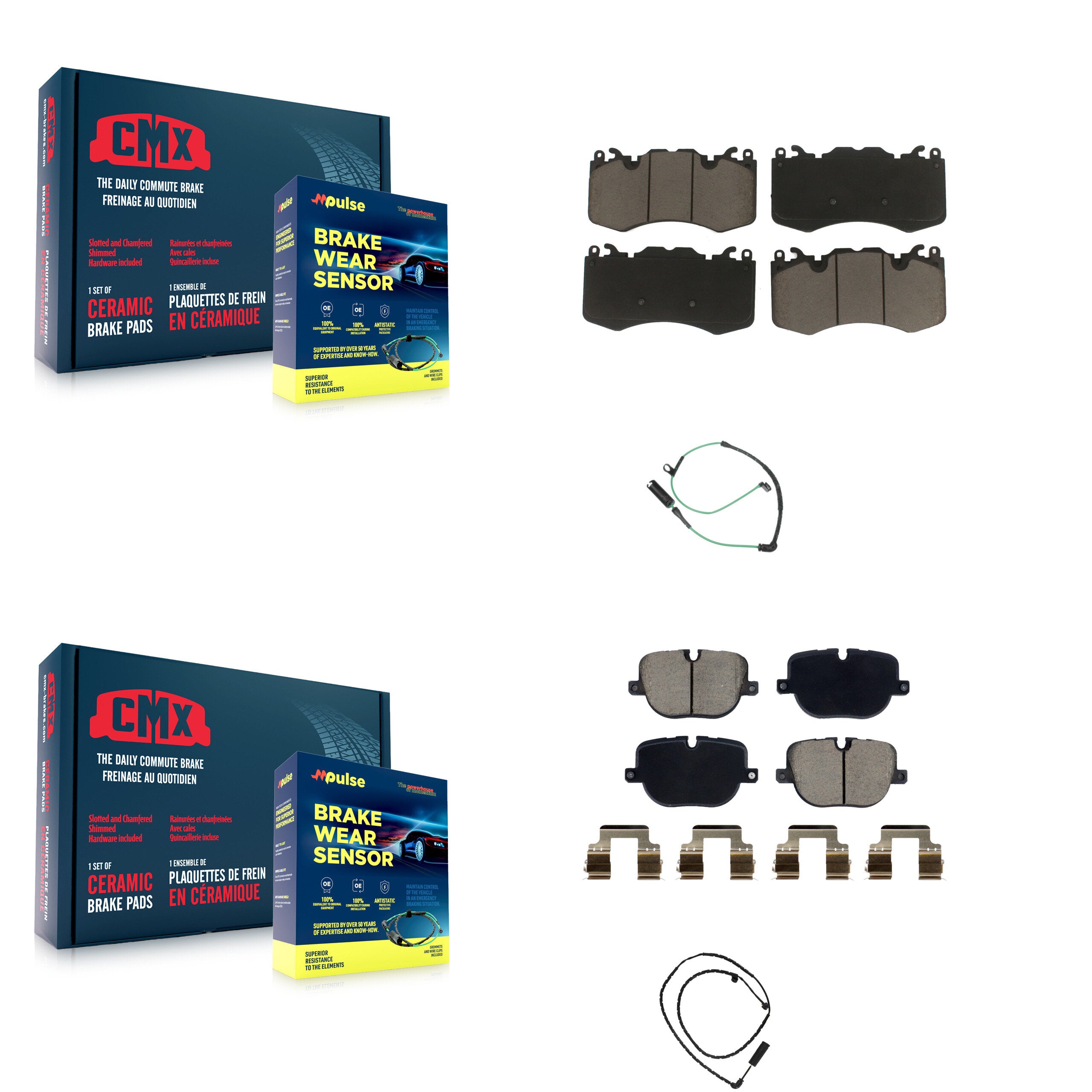 Front Rear Ceramic Disc Brake Pads And Wear Sensors Kit For Land Rover Range KCW-101116