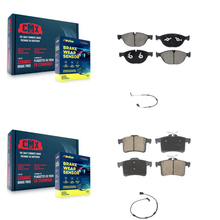 Front Rear Ceramic Disc Brake Pads And Wear Sensor Kit For Jaguar XF XJ XFR XKR XFR-S XJR KCW-101117