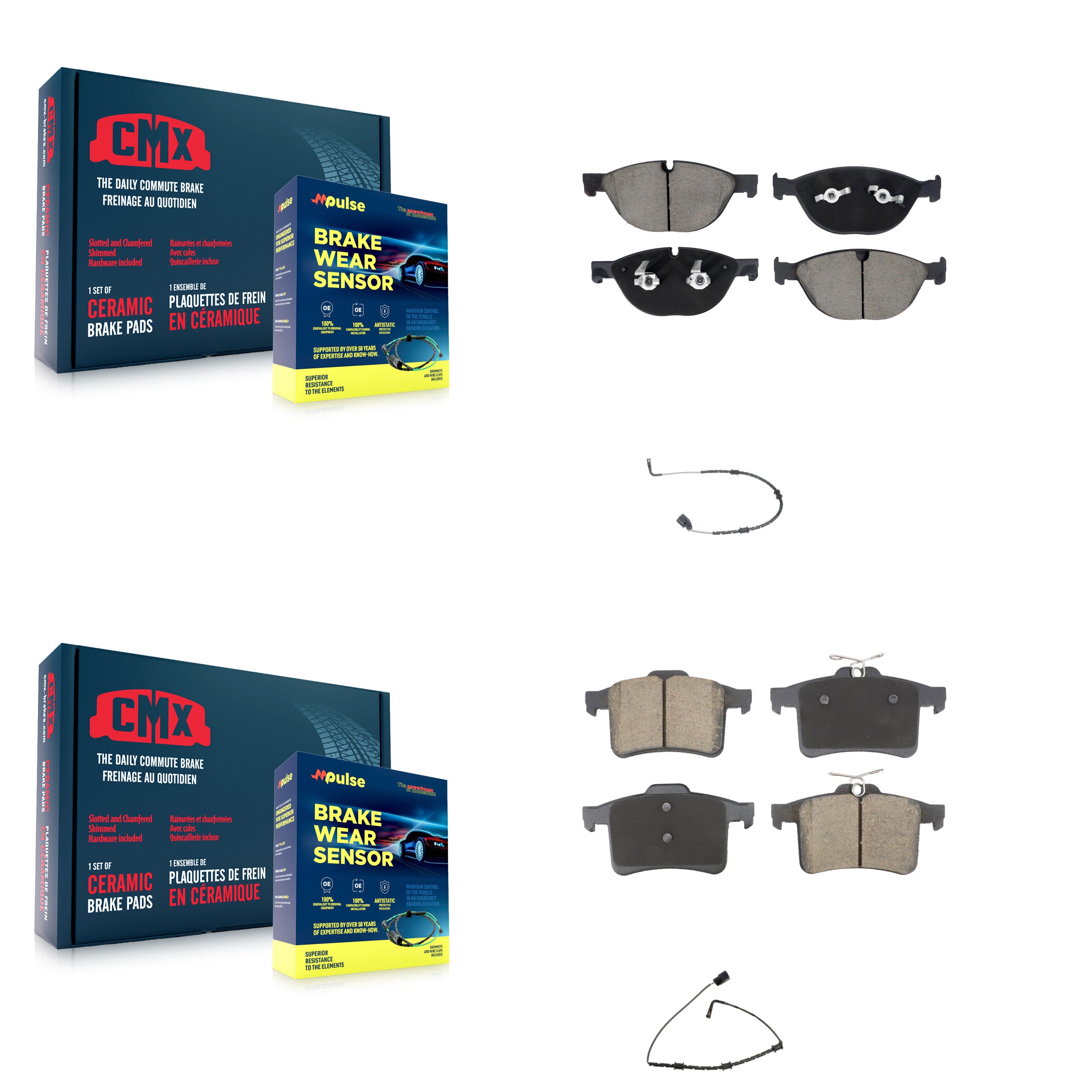 Front Rear Ceramic Disc Brake Pads And Wear Sensor Kit For Jaguar XJ XJR From VIN #V90866 KCW-101118