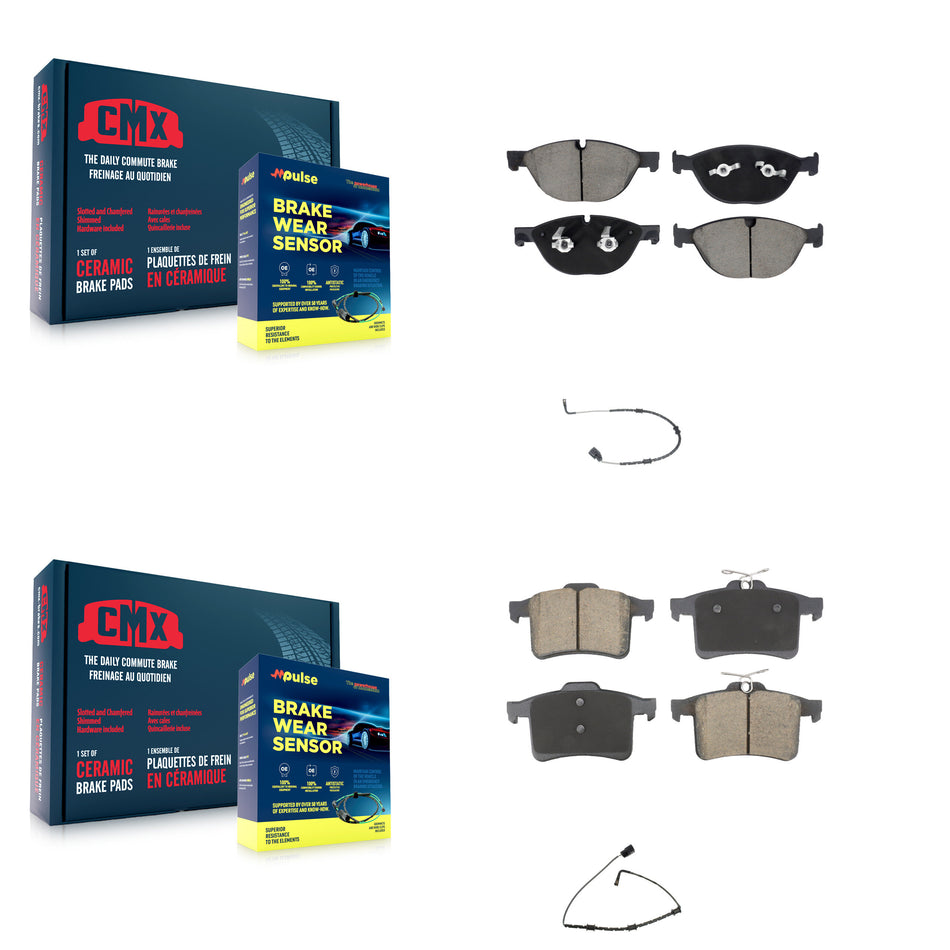 Front Rear Ceramic Disc Brake Pads And Wear Sensor Kit For Jaguar XJ XJR From VIN #V90866 KCW-101118