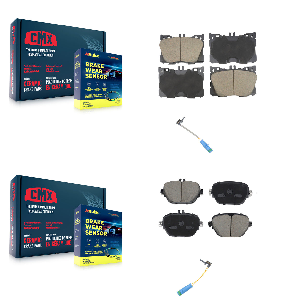 Front Rear Ceramic Brake Pad And Wear Sensor Kit For 2019-2020 Mercedes-Benz E53 AMG 3.0L KCW-101125