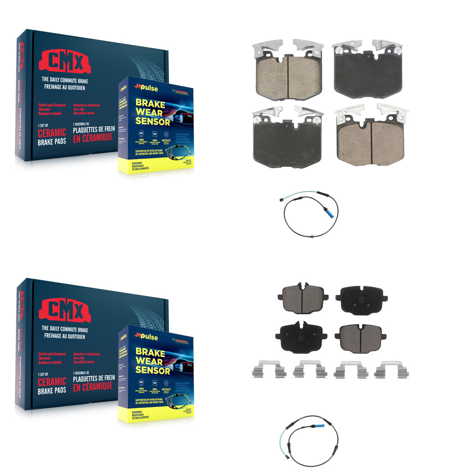 Front Rear Ceramic Brake Pad Wear Sensor Kit For BMW 530i xDrive 540i 750i 740e 740i 840i KCW-101128