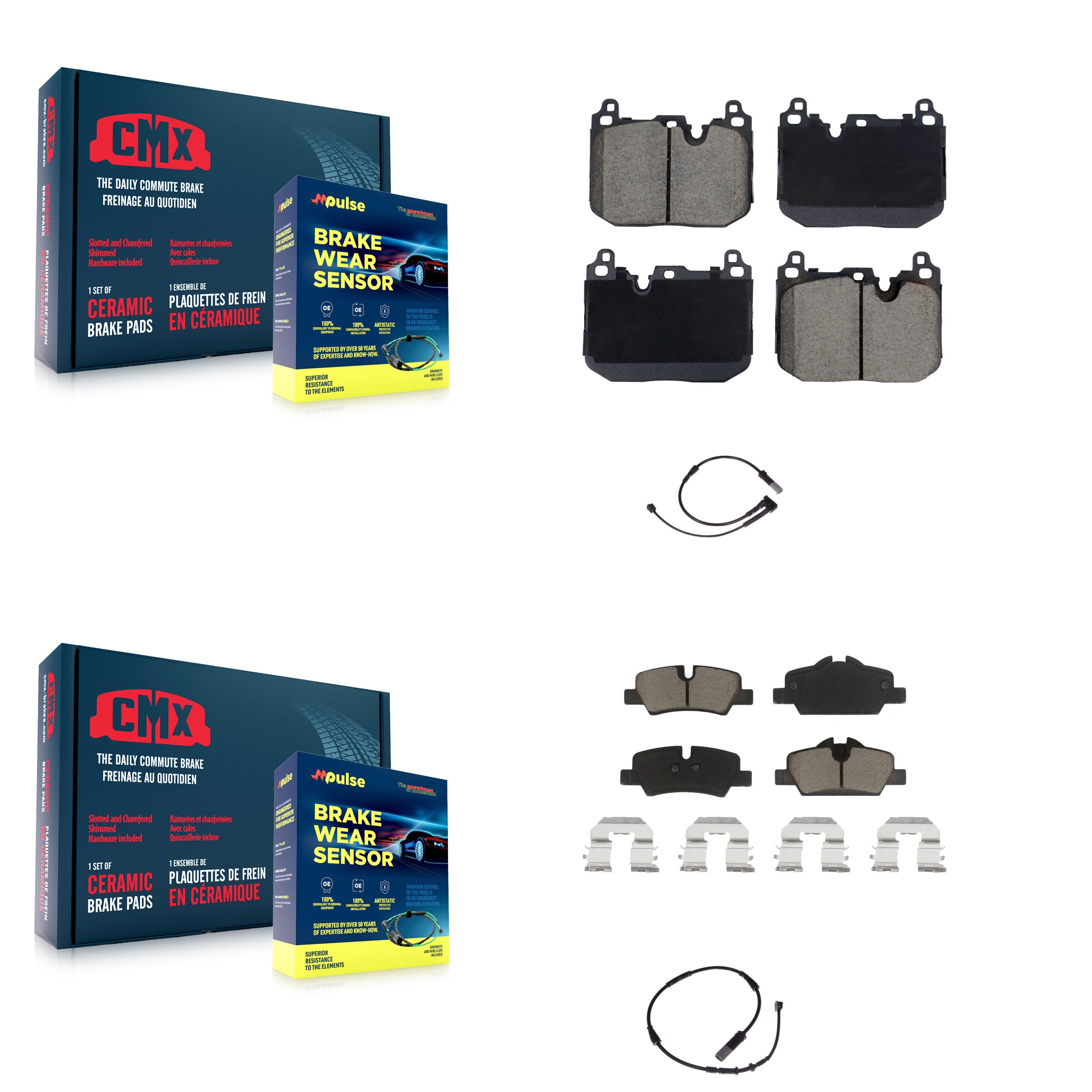 Front Rear Ceramic Disc Brake Pads And Wear Sensors Kit For Mini Cooper KCW-101132