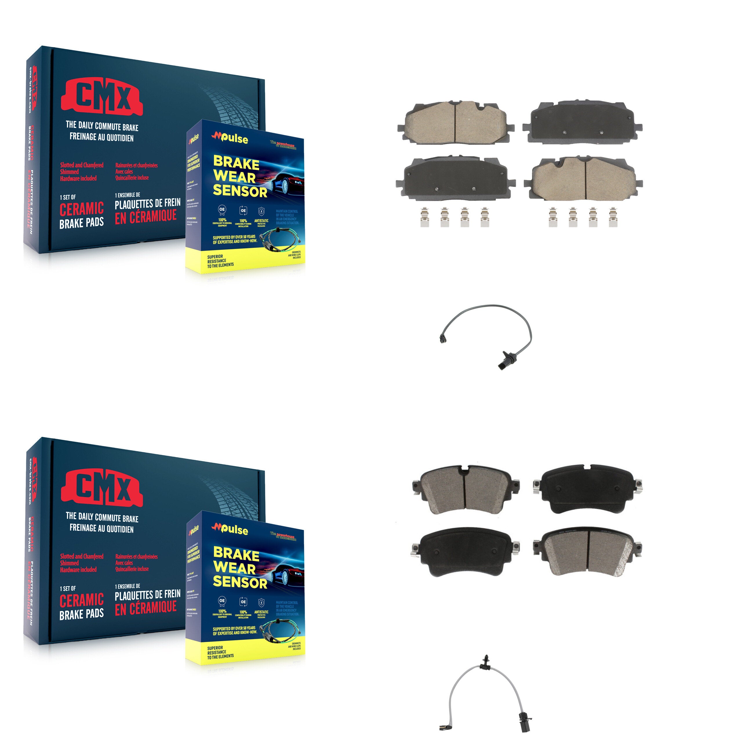 Front Rear Ceramic Brake Pad Wear Sensor Kit For Audi SQ5 A6 Quattro A7 Sportback allroad KCW-101142