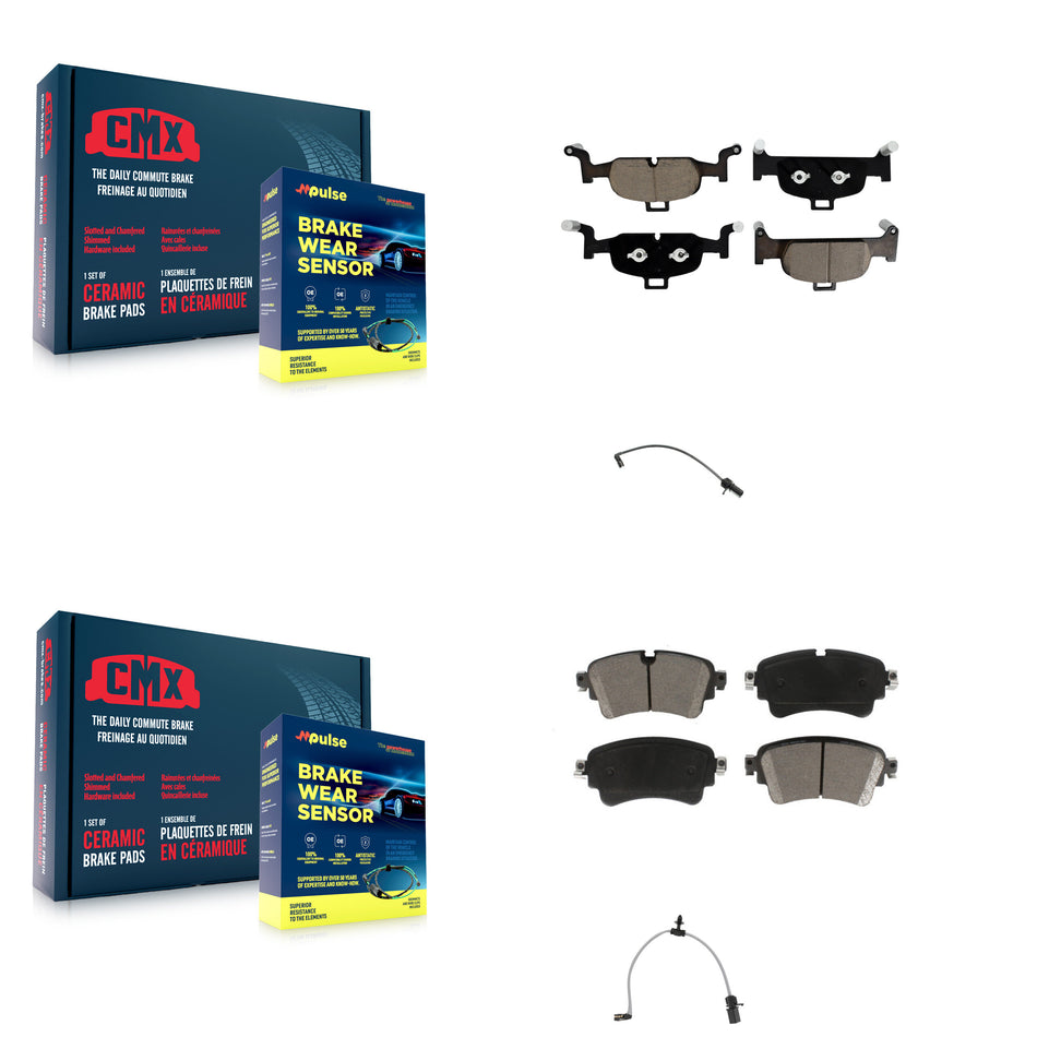 Front Rear Ceramic Disc Brake Pads And Wear Sensors Kit For Audi A6 Quattro 2.0L KCW-101143