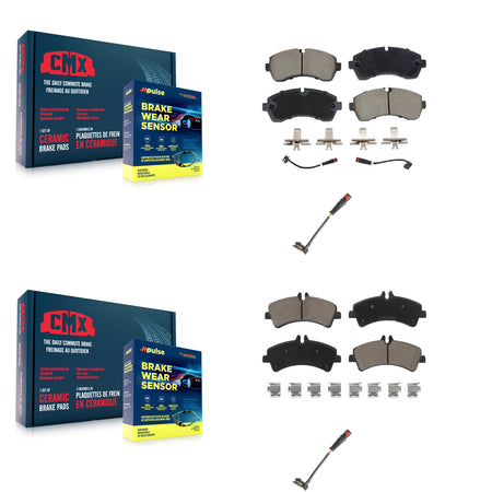 Front Rear Ceramic Disc Brake Pad Extra Wear Sensor Kit For 2009 Dodge Sprinter 3500 3.0L KCW-101151