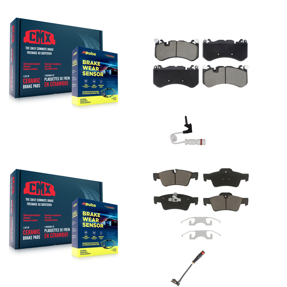 Front Rear Ceramic Disc Brake Pads And Wear Sensors Kit For Mercedes-Benz G63 AMG KCW-101155