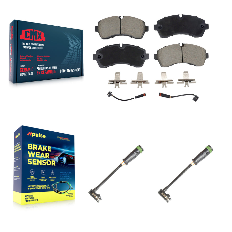 Front Ceramic Brake Pad & Extra Wear Sensor Pair Kit For Mercedes-Benz Sprinter 3500 2500 KCW-101160