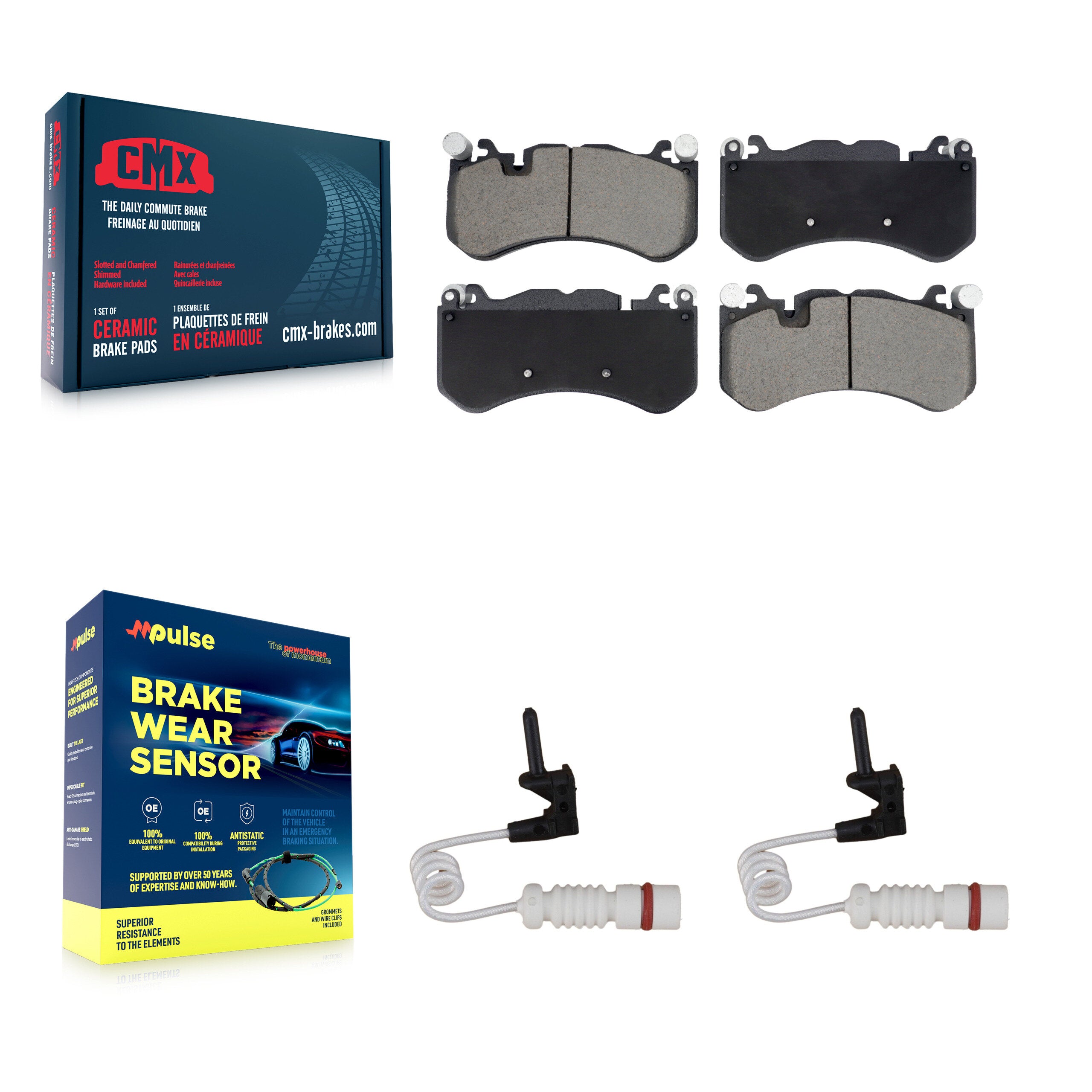 Front Ceramic Disc Brake Pads And Wear Sensor Pairs Kit For Mercedes-Benz G63 AMG KCW-101166