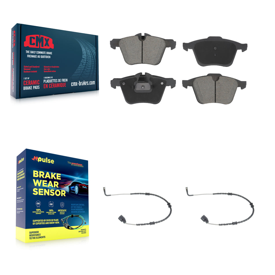 Front Ceramic Disc Brake Pads And Wear Sensor Pairs Kit For Jaguar XF XJ KCW-101169