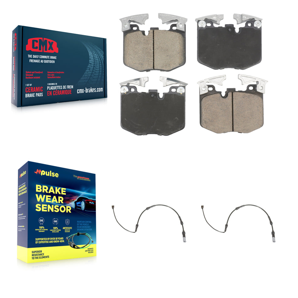 Front Ceramic Disc Brake Pads And Wear Sensor Pairs Kit For 2019 BMW 330i xDrive Wagon KCW-101177
