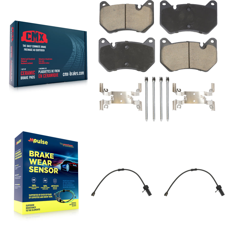 Front Ceramic Disc Brake Pads And Wear Sensor Pairs Kit For Audi Q5 2.0L KCW-101181