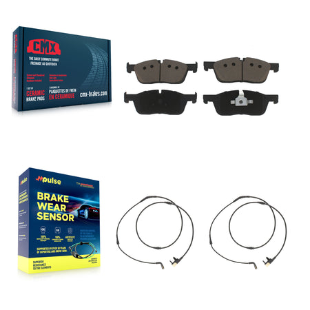 Front Ceramic Brake Pad And Wear Sensor Pair Kit For Jaguar F-Pace Land Rover Range Velar KCW-101186